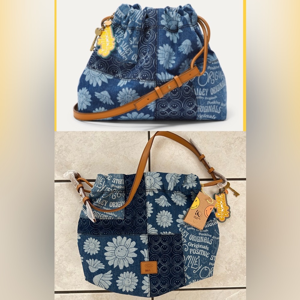 Fossil x Smiley NWT Drawstring Shoulder Bag